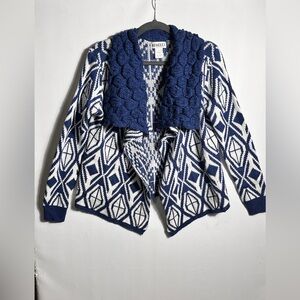 Rebell’s Vintage Navy and White Geometric Cardigan Large